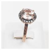 Morganite? CZ Rose Gold Plated Sterling Silver Ring Size 8.25