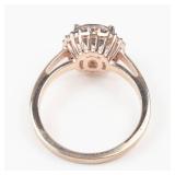 Morganite? CZ Rose Gold Plated Sterling Silver Ring Size 8.25
