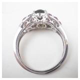 Stunning Sterling Silver Peridot & Pink Tourmaline Ring Size 7