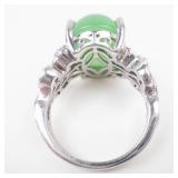 Sterling Silver Jade?? & Peridot Ring Size 8