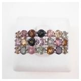 Multi-Gemstone Sterling Silver Ring Size 7.75
