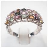Multi-Gemstone Sterling Silver Ring Size 7.75