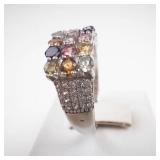 Multi-Gemstone Sterling Silver Ring Size 7.75