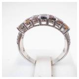 Multi-Gemstone Sterling Silver Ring Size 7.75