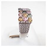 Multi-Gemstone Sterling Silver Ring Size 7.75