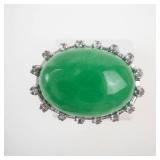 Sterling Silver Jade?? Ring. Size 9.75-10
