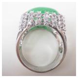 Sterling Silver Jade?? Ring. Size 9.75-10