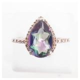 Mystic Topaz Pear Cut Sterling Silver Ring Size 9