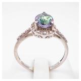Mystic Topaz Pear Cut Sterling Silver Ring Size 9