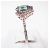 Mystic Topaz Pear Cut Sterling Silver Ring Size 9