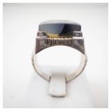 Sterling Silver Agate Ring Size 10