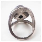 Unique Raw Style Sterling Silver Green Gemstone Ring Size 6