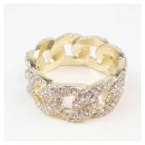 Rhinestone Cuban Link Gold Tone Band. Size 12!