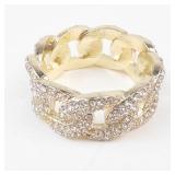 Rhinestone Cuban Link Gold Tone Band. Size 12!
