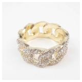 Rhinestone Cuban Link Gold Tone Band. Size 12!