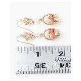 Butterfly & Strawberry Basket Gold Tone Dangle Earrings
