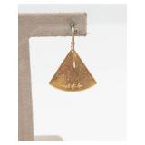 Blue Enamel Fan Earrings With Gold Scrollwork