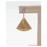 Blue Enamel Fan Earrings With Gold Scrollwork