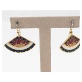 Classy Fun Enamel Fan Dangle Earrings