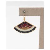Classy Fun Enamel Fan Dangle Earrings