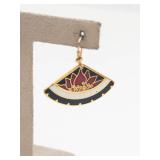 Classy Fun Enamel Fan Dangle Earrings