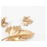 Boucher Textured Maple Leaf Brooch & Clip-On Earrings Set of 3