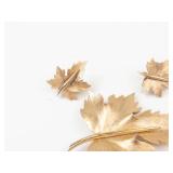 Boucher Textured Maple Leaf Brooch & Clip-On Earrings Set of 3