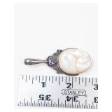 RARE Sajen Mother of Pearl Polar Bears Sterling Silver Amethyst Pendant
