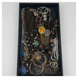 Mixed Costume Jewelry Lot Necklaces Bracelets Rings & Pins