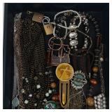 Mixed Costume Jewelry Lot Necklaces Bracelets Rings & Pins