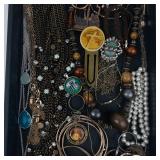 Mixed Costume Jewelry Lot Necklaces Bracelets Rings & Pins