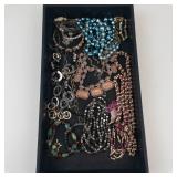 Mixed Costume Jewelry Necklace & Bracelet Assortment in Tray