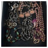 Mixed Costume Jewelry Necklace & Bracelet Assortment in Tray