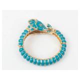 Kenneth Jay Lane Blue Elephant Hinged Cuff Bracelet **Est. Replacement Value $300**