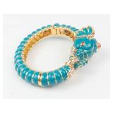 Kenneth Jay Lane Blue Elephant Hinged Cuff Bracelet **Est. Replacement Value $300**