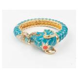 Kenneth Jay Lane Blue Elephant Hinged Cuff Bracelet **Est. Replacement Value $300**