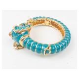 Kenneth Jay Lane Blue Elephant Hinged Cuff Bracelet **Est. Replacement Value $300**