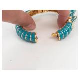 Kenneth Jay Lane Blue Elephant Hinged Cuff Bracelet **Est. Replacement Value $300**