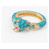 Kenneth Jay Lane Blue Elephant Hinged Cuff Bracelet **Est. Replacement Value $300**
