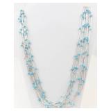 Navajo Sterling Silver Turquoise Liquid Heishi Necklace Multi-Strand