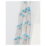 Navajo Sterling Silver Turquoise Liquid Heishi Necklace Multi-Strand