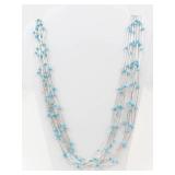 Navajo Sterling Silver Turquoise Liquid Heishi Necklace Multi-Strand