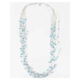Navajo Sterling Silver Turquoise Liquid Heishi Necklace Multi-Strand