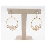 Coach Gold Tone Floral Dangle Earrings With Original Pouch