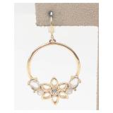 Coach Gold Tone Floral Dangle Earrings With Original Pouch