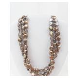 Silpada Sterling Silver Bronze Coin Pearl 3-Strand Necklace