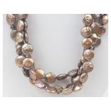Silpada Sterling Silver Bronze Coin Pearl 3-Strand Necklace