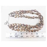 Silpada Sterling Silver Bronze Coin Pearl 3-Strand Necklace
