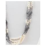 Vintage Silpada Sterling Silver Pearl Multi-Strand Necklace