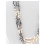 Vintage Silpada Sterling Silver Pearl Multi-Strand Necklace
